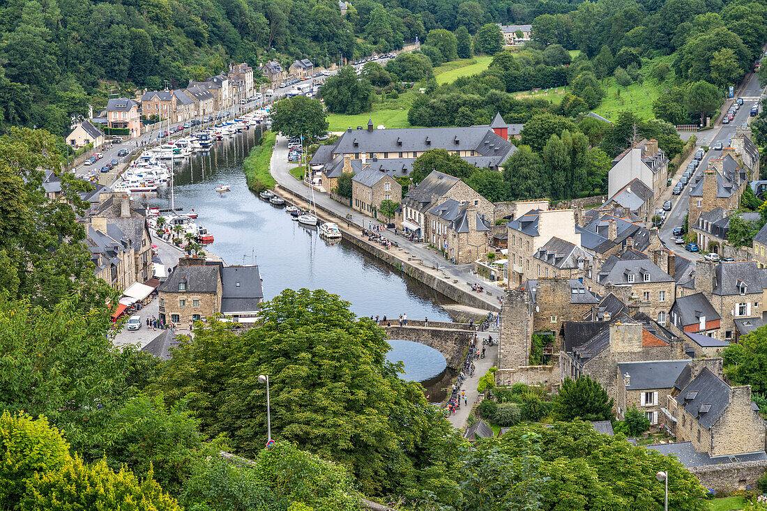 The port in Dinan seen from above, Brittany, France