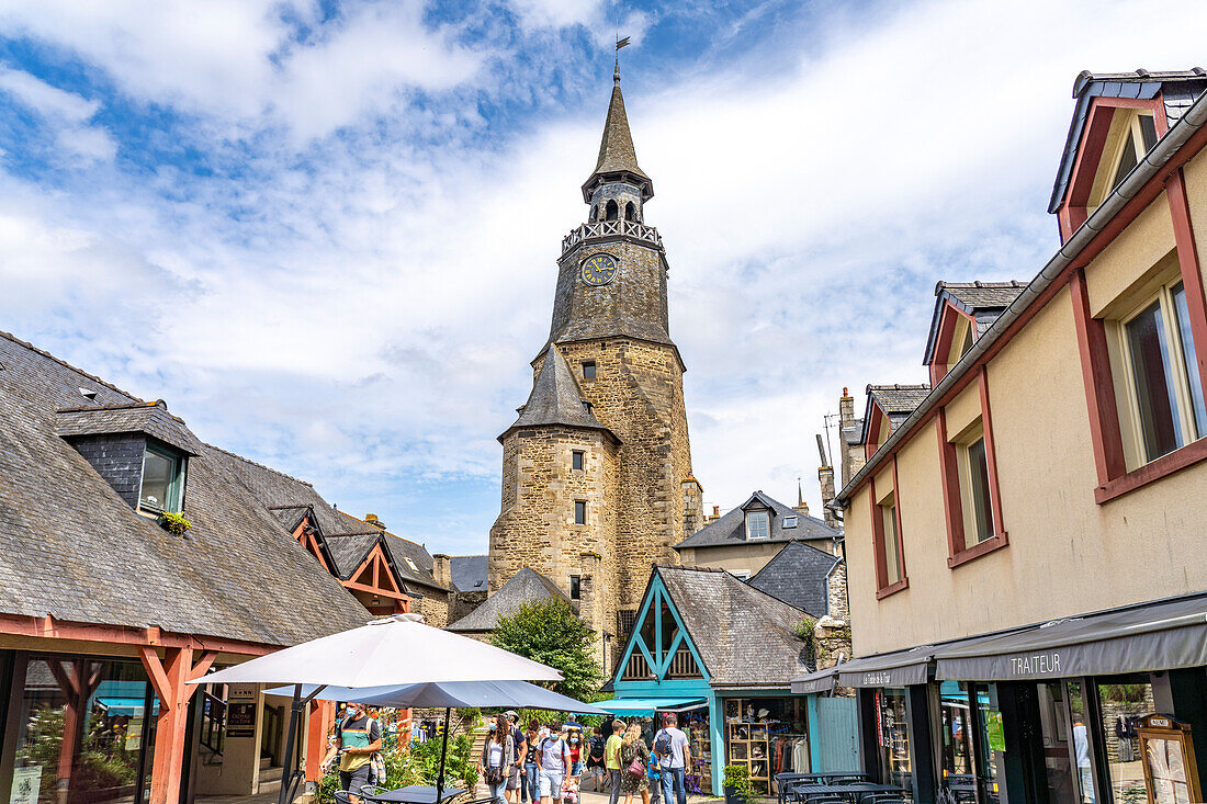 Tour de l'Horloge clock tower in the historic town of Dinan, Brittany, France