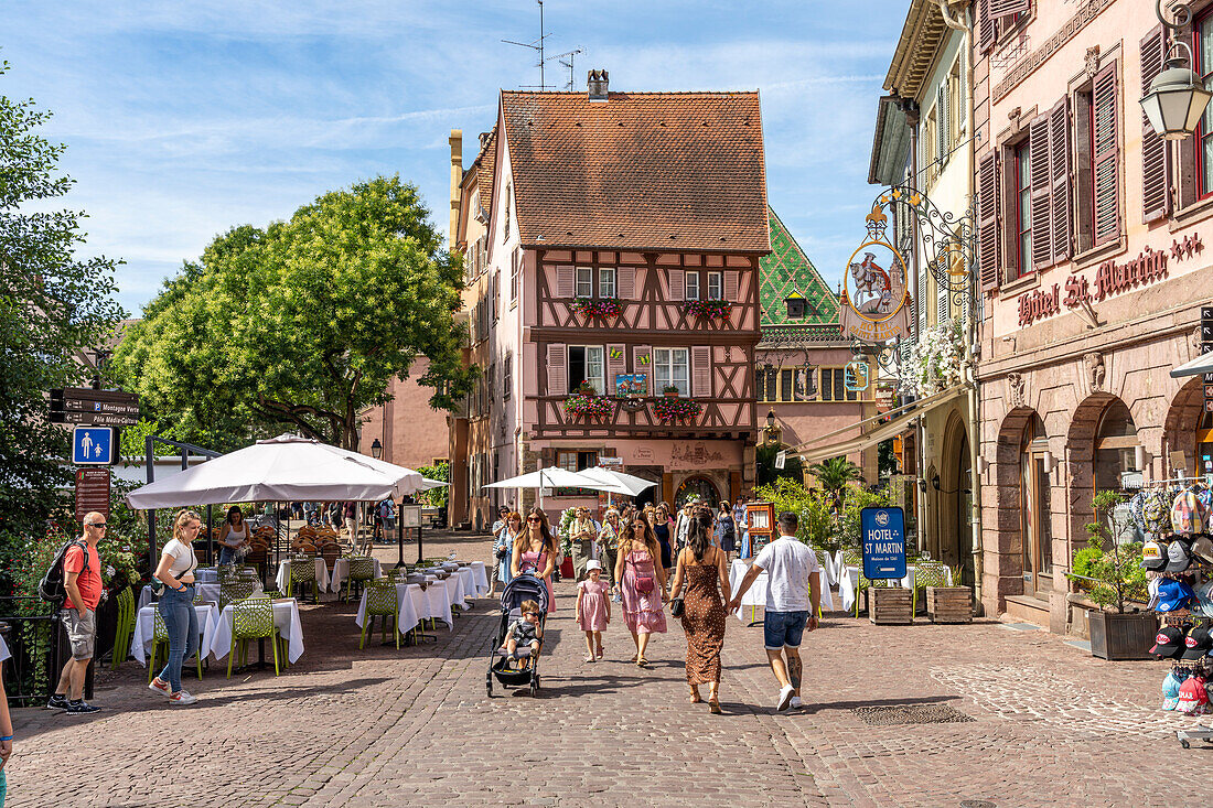The Grand Rue in the old town of in Colmar, Alsace, France