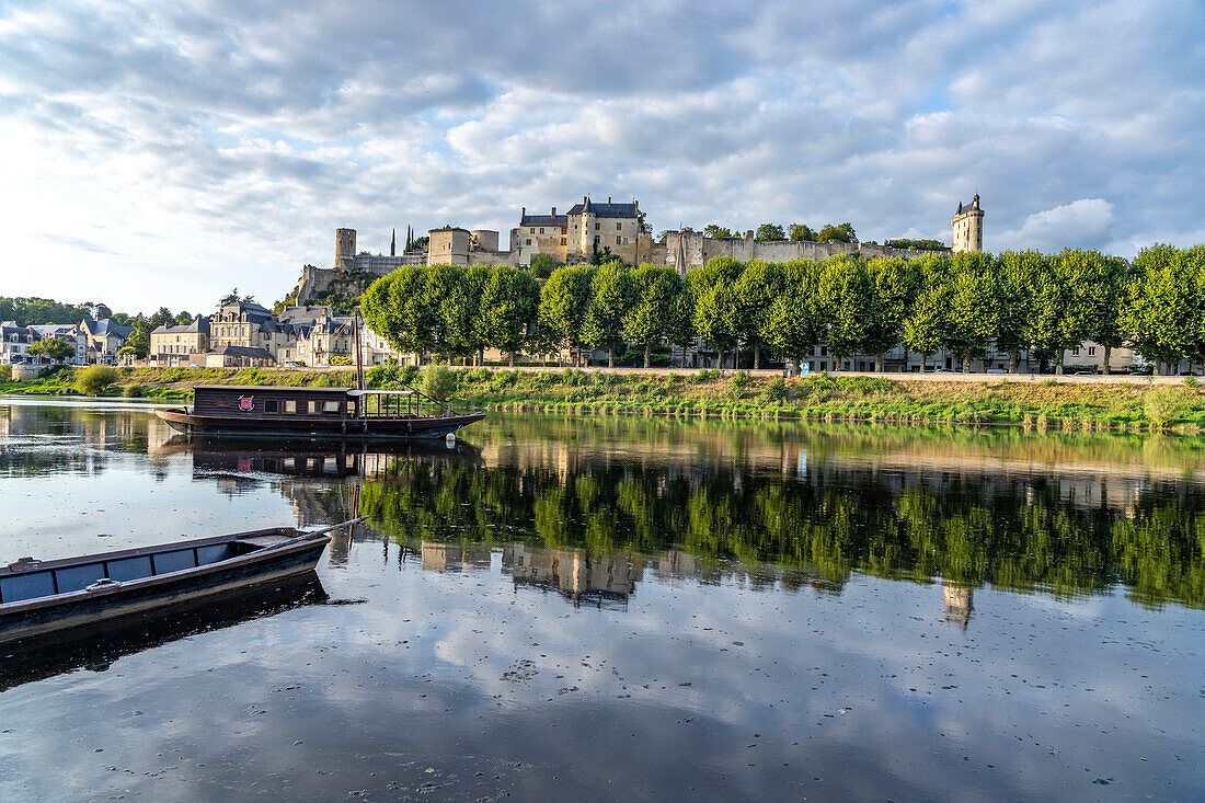 Cityscape with castle and river Vienne, Chinon, France