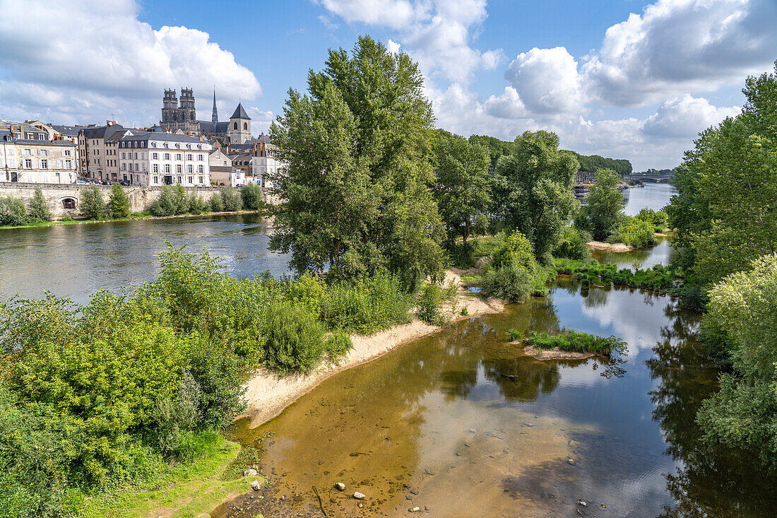 Old Town, Cathedral and the Loire River in Orleans, France