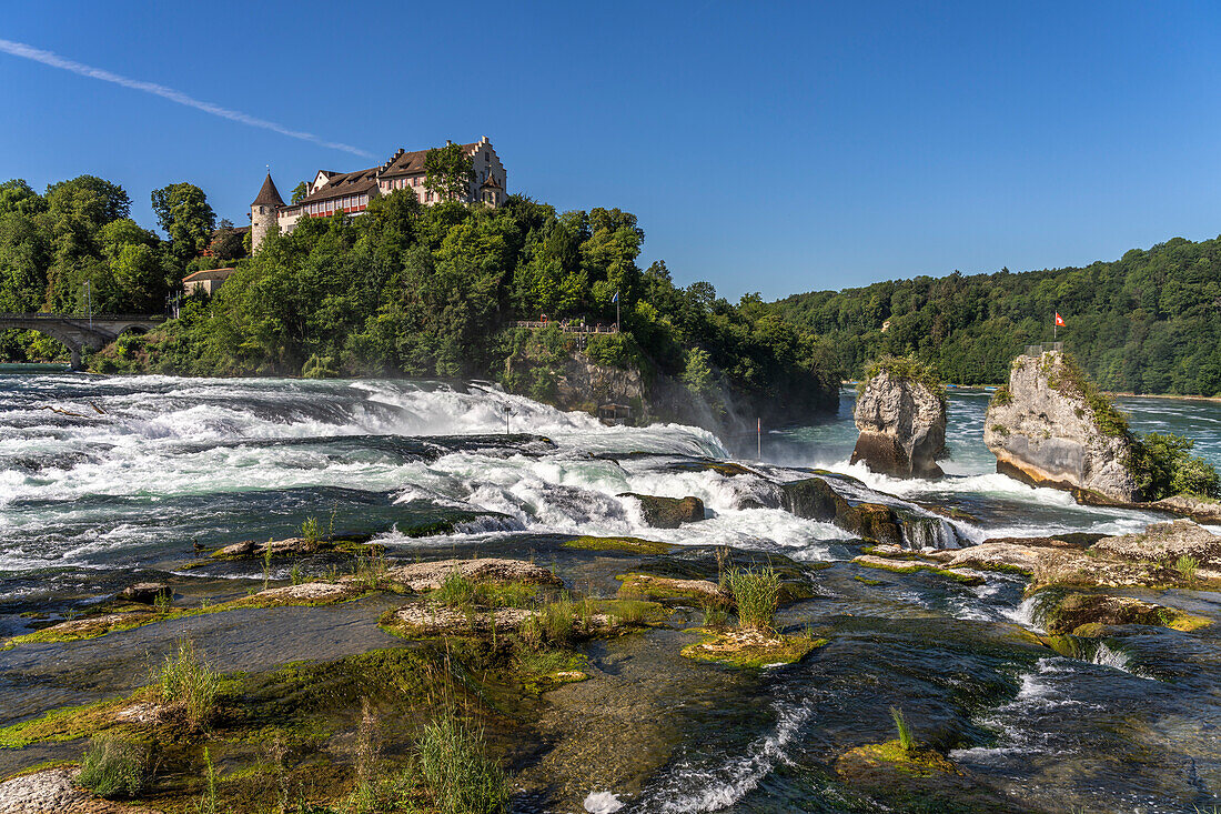 Rheinfall waterfall and Laufen Castle near Neuhausen am Rheinfall, Switzerland, Europe