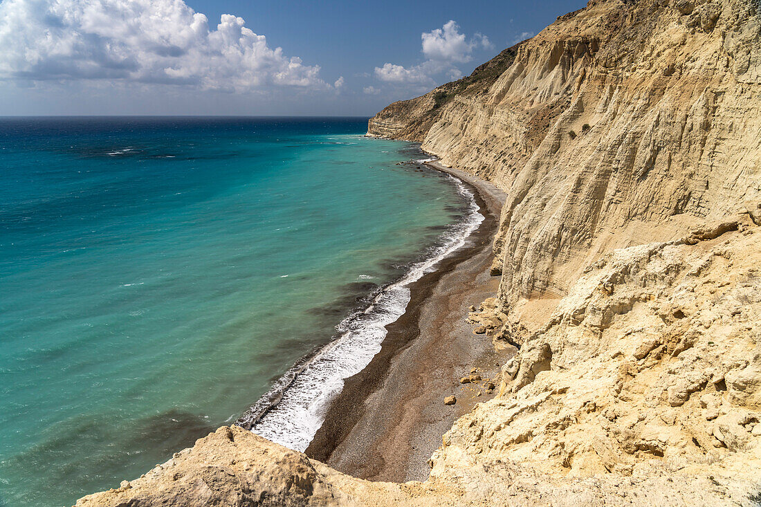 Beach on the cliffs of Cape Aspro near Pissouri, Cyprus, Europe