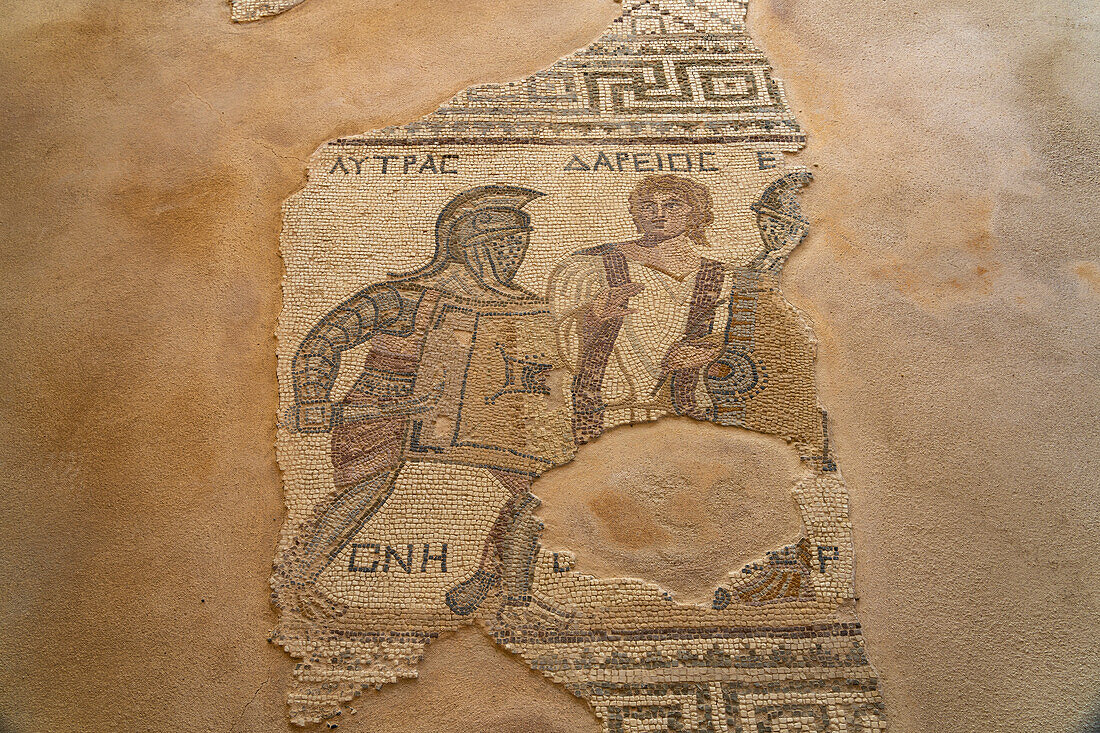 Mosaic in the House of the Gladiators in the ancient city of Kourion, Episkopi, Cyprus, Europe
