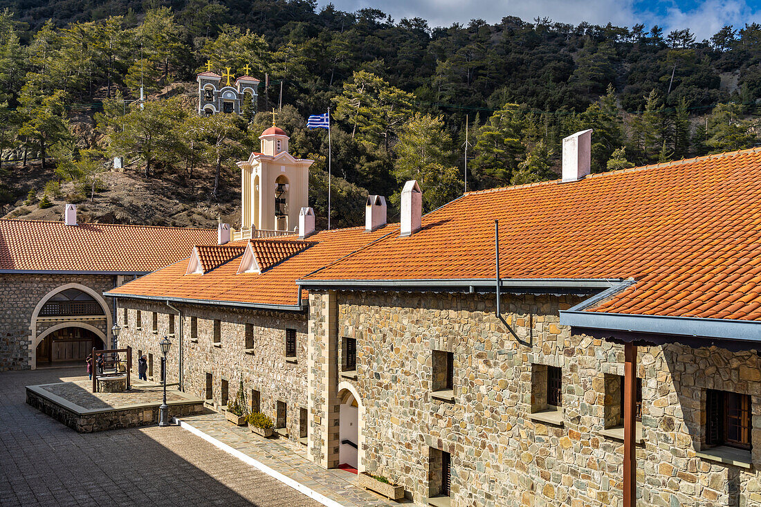 Exterior view of the Kykkos Monastery in the Troodos Mountains, Cyprus, Europe