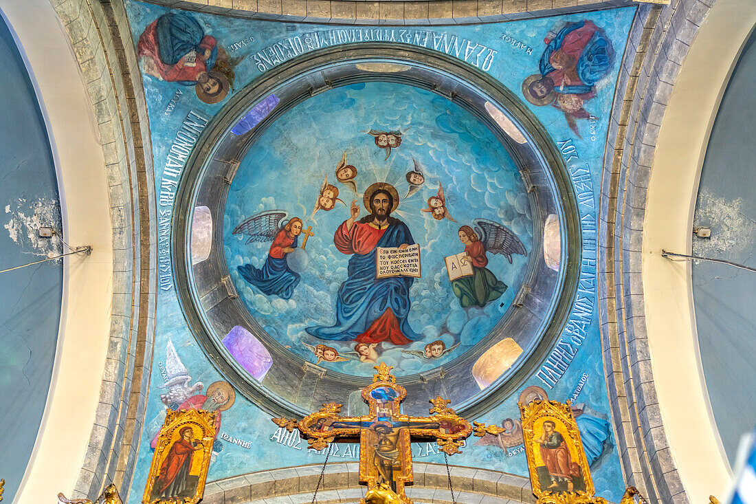 Innenraum, Interior der Kirche Timiou Stavrou oder Heilige-Kreuz-Kirche in Pano Lefkara, Zypern, Europa