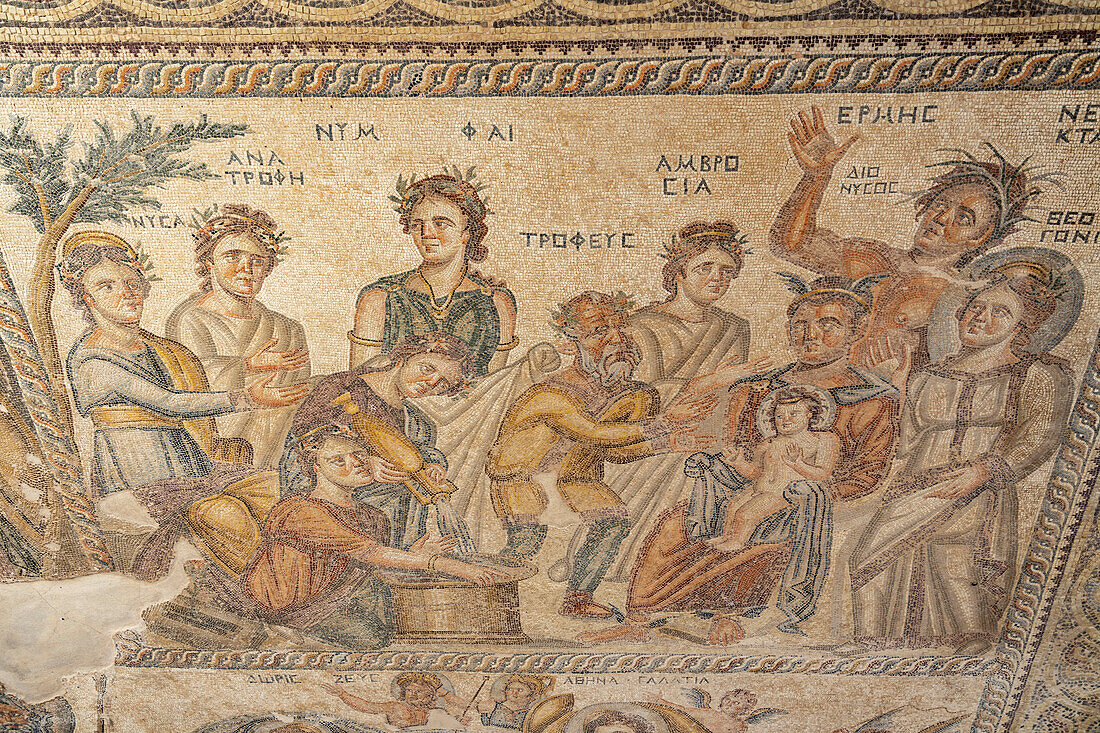 Mosaic in the Villa of Aion, Paphos Archaeological Park, Cyprus, Europe