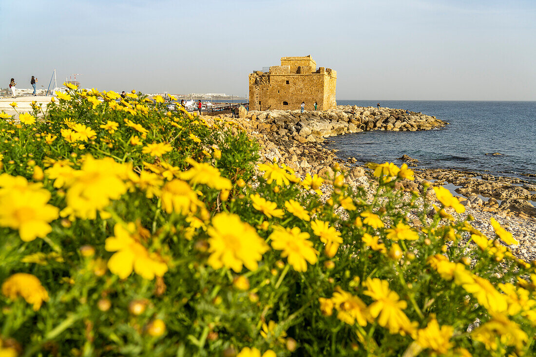 Das mittelalterliche Kastell am Hafen von Paphos, Zypern, Europa  