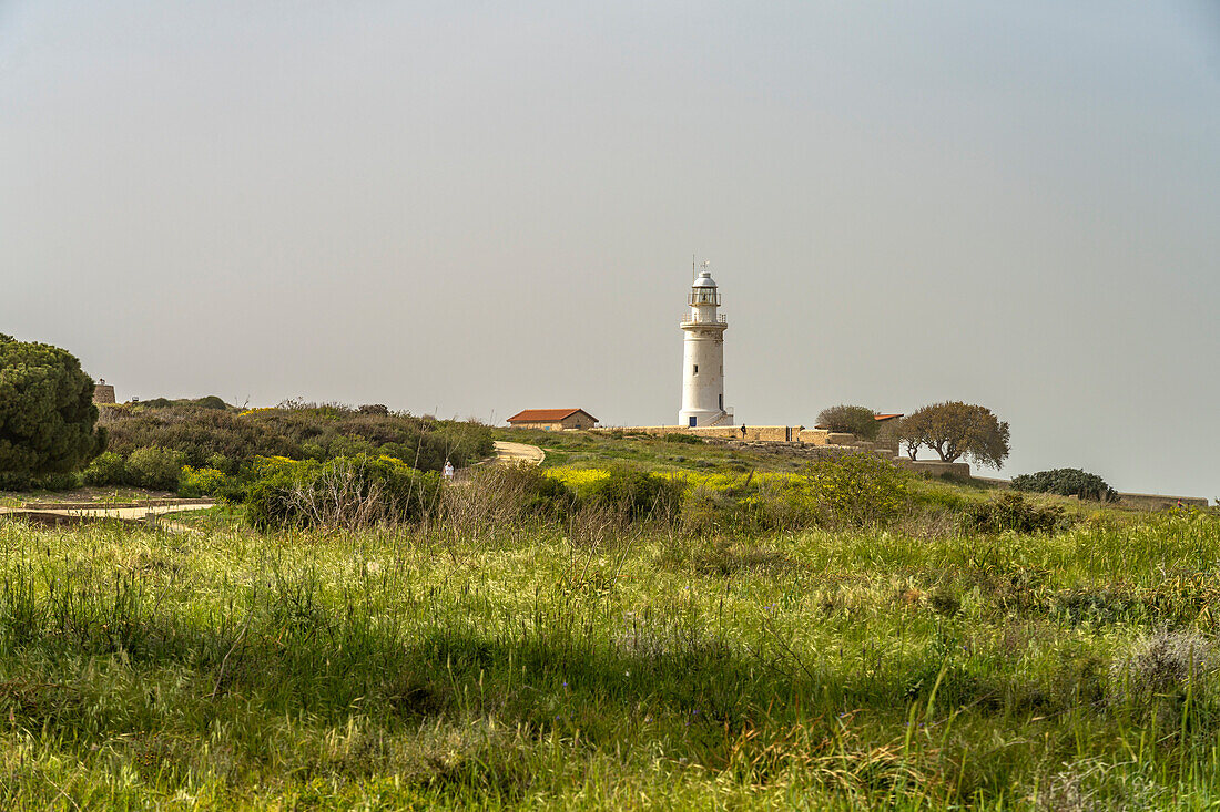Lighthouse in Paphos Archaeological Park, Cyprus, Europe