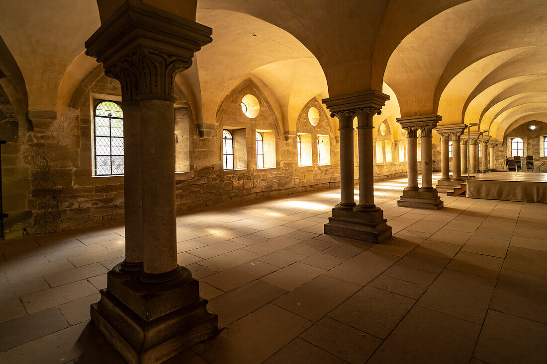 Lay refectory interior, Maulbronn Monastery, Maulbronn, Baden-Württemberg, Germany