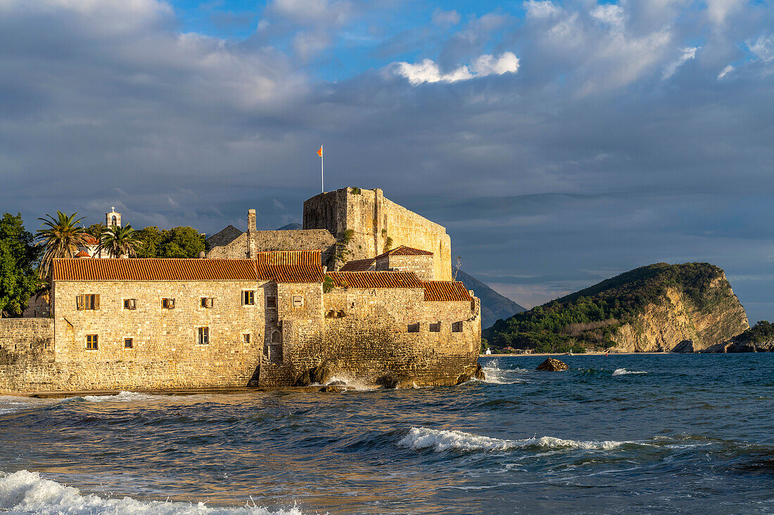 Castle and the island of Sveti Nikola, Budva, Montenegro, Europe