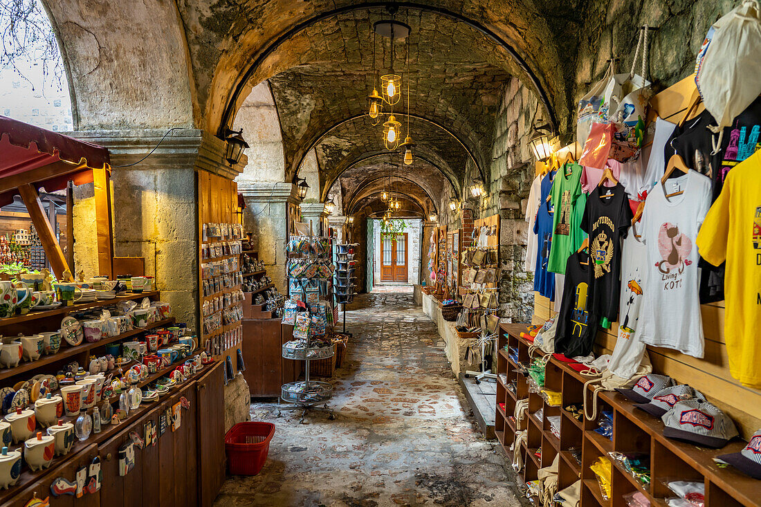 Souvenirs in the old town of Kotor, Montenegro, Europe