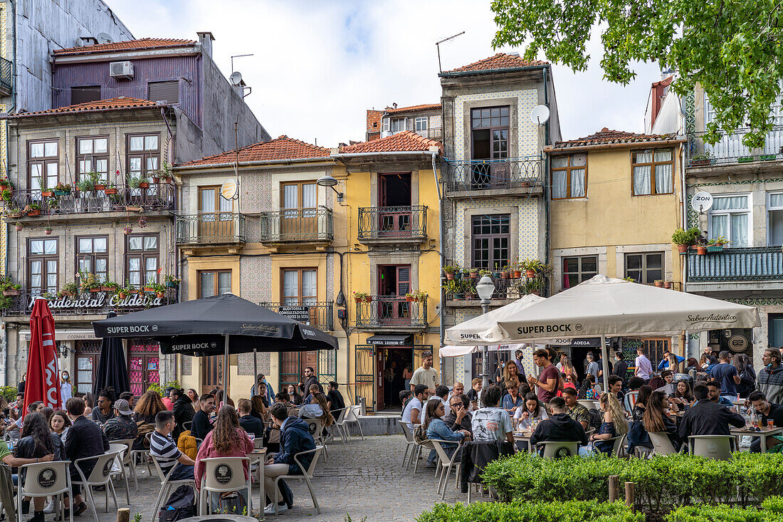 Street cafe and bar in the historic old town in Porto, Portugal, Europe