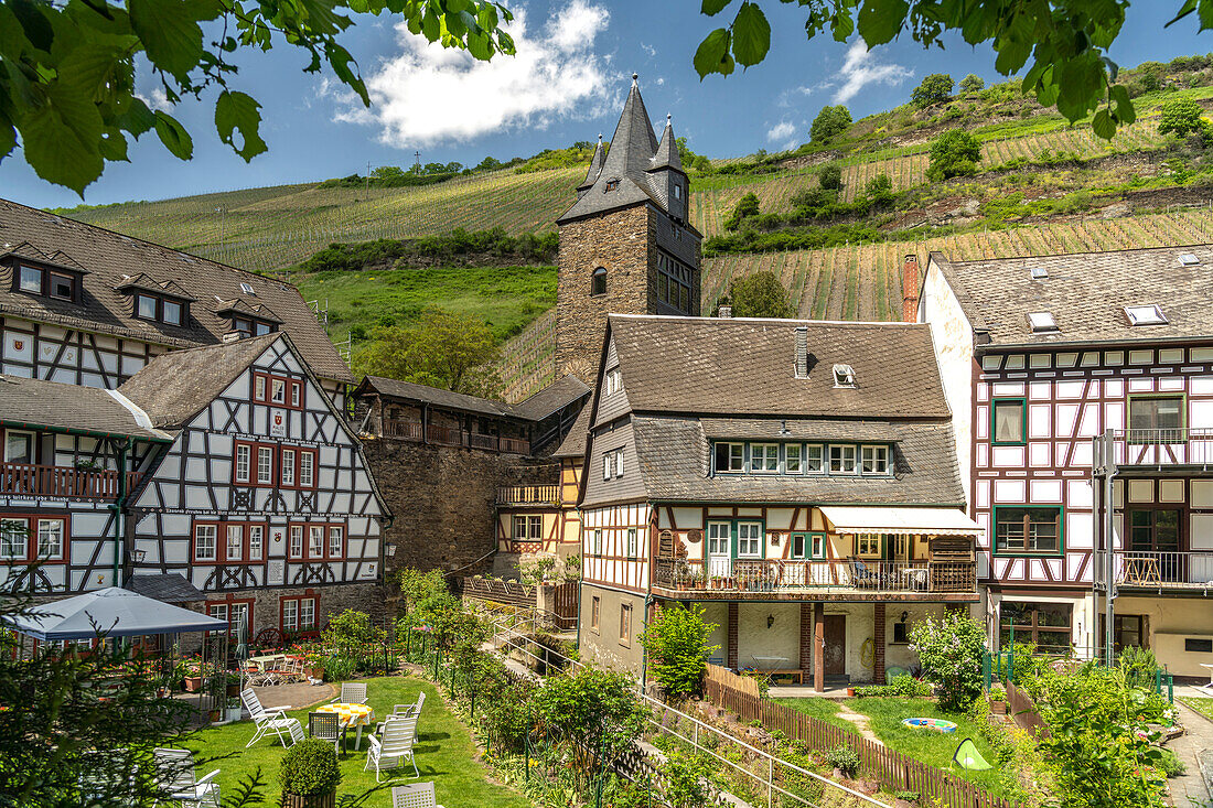 Half-timbering at the Malerwinkel and the Steeger Tor in Bacharach, World Heritage Upper Middle Rhine Valley, Rhineland-Palatinate, Germany