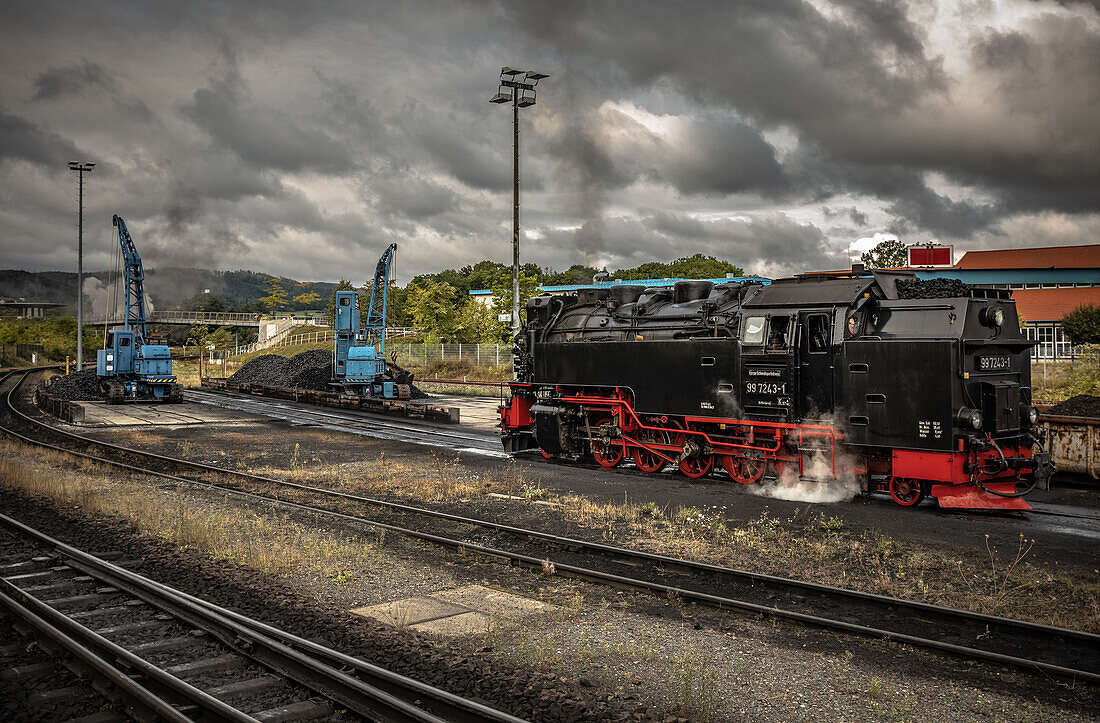 Historische Schmalspurbahn am Bahnhof von Wernigerode, Harz, Sachsen-Anhalt, Deutschland