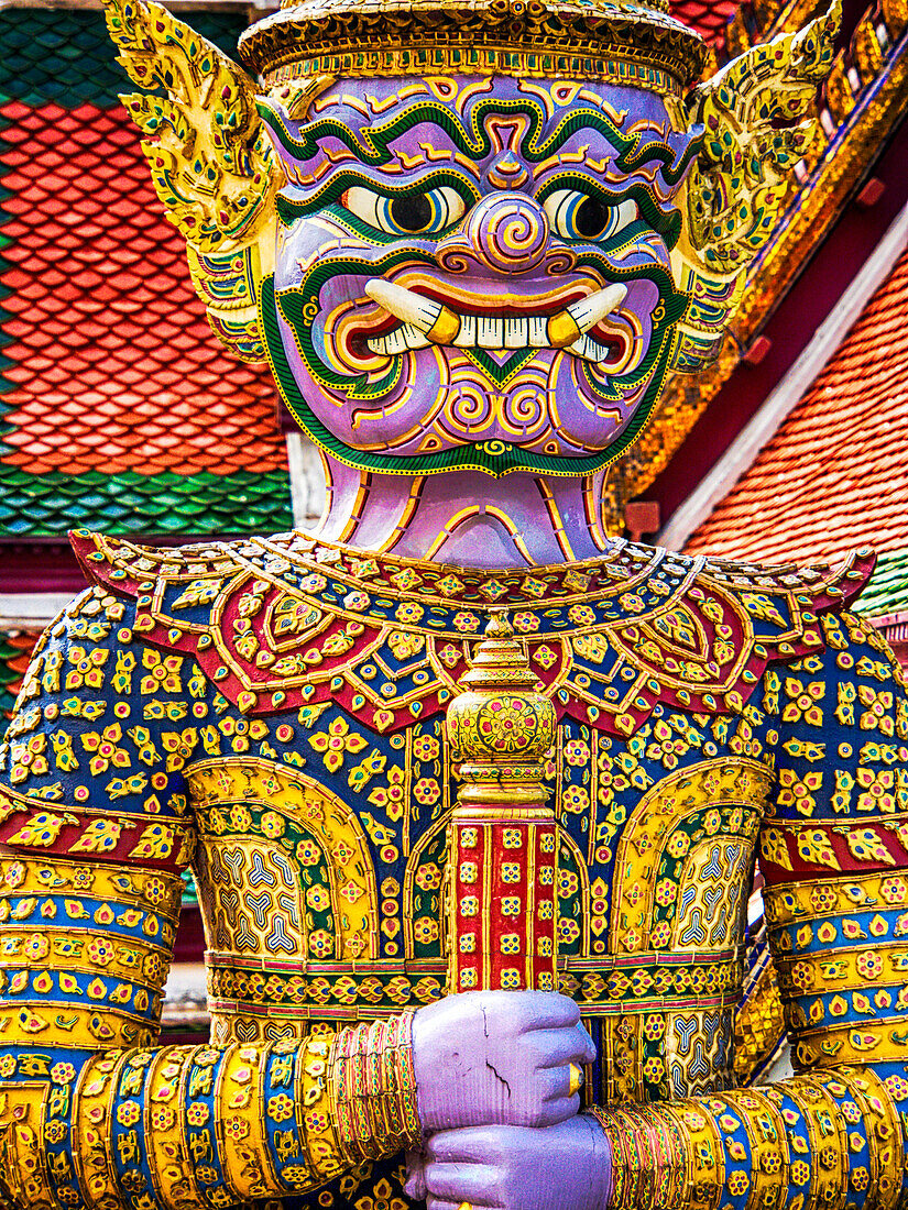 Thailand, Bangkok, Yaksha im Wat Phra Kaeo The Grand Palace