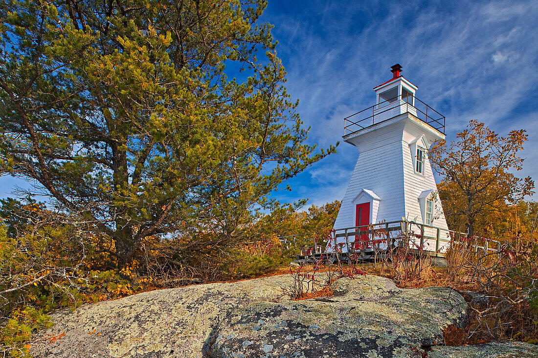 Kanada, Ontario, Morson. Leuchtturm am Lake of the Woods