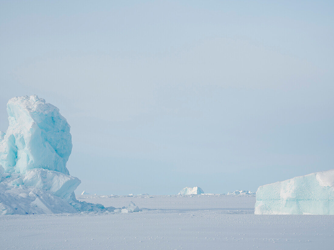 Frozen Melville Bay, near Kullorsuaq in the far north of West Greenland.