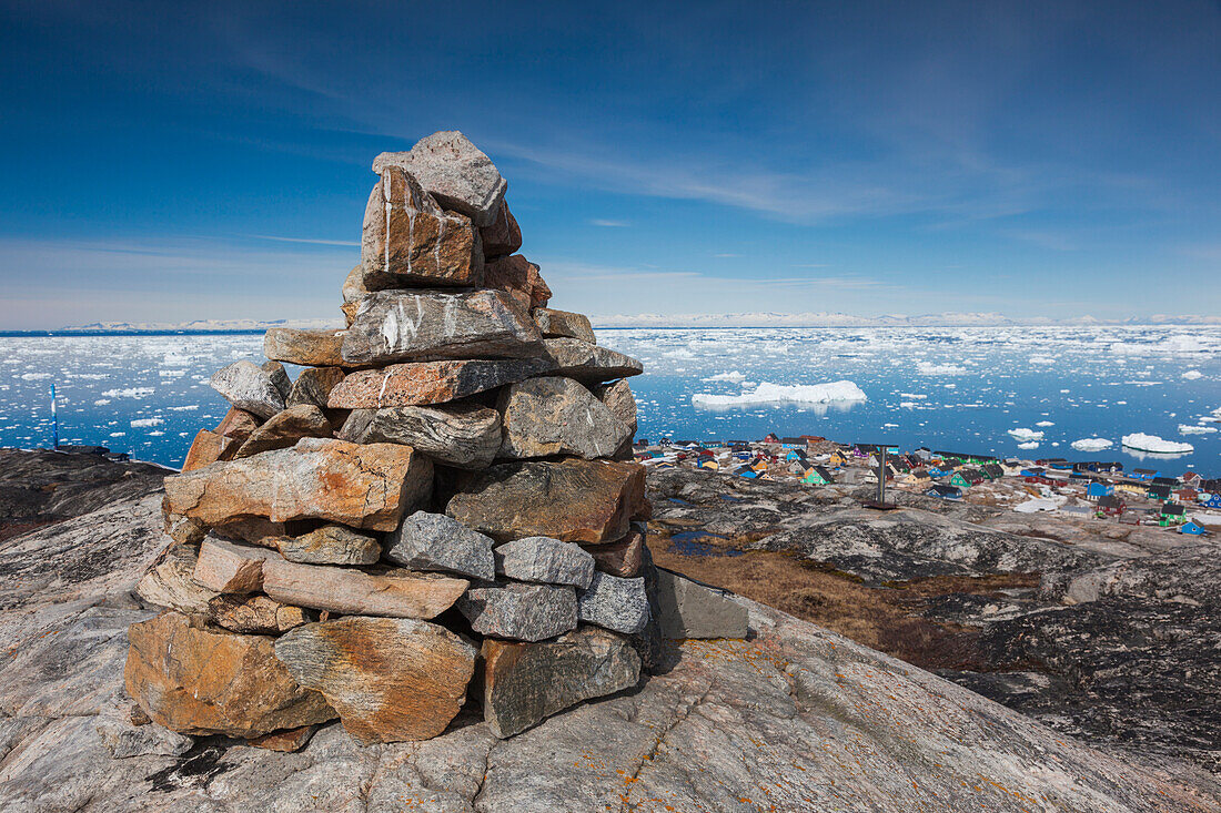 Grönland, Diskobucht, Ilulissat, Steinhaufen