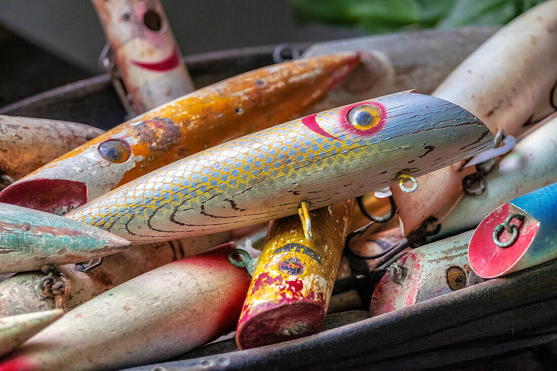 Antiker Fischköder, Wrangell, Alaska, USA