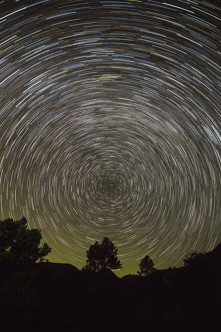 USA, California, Pine Valley. Star trails of the Milky Way galaxy