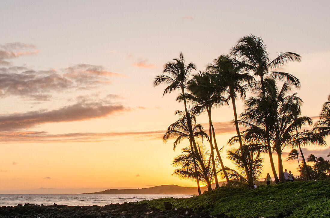 Sunset at Poipu beach Kauai, Hawaii.