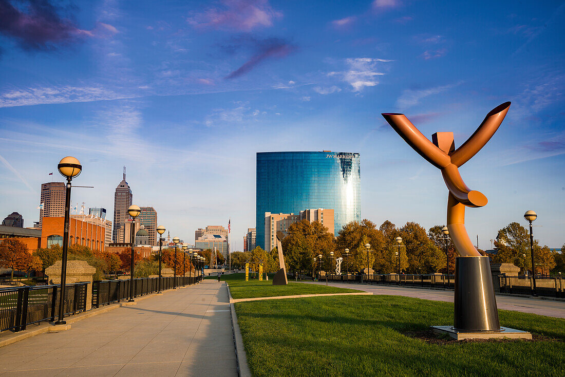 Sculpture in White River State Park, Indianapolis, Indiana, USA.