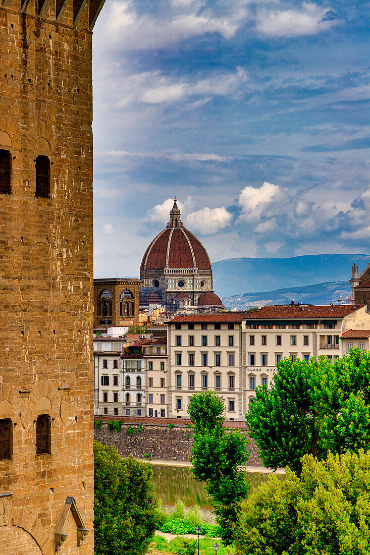 Overview of the historic center of Florence from piazza Poggi, Florence, Tuscany, Italy.