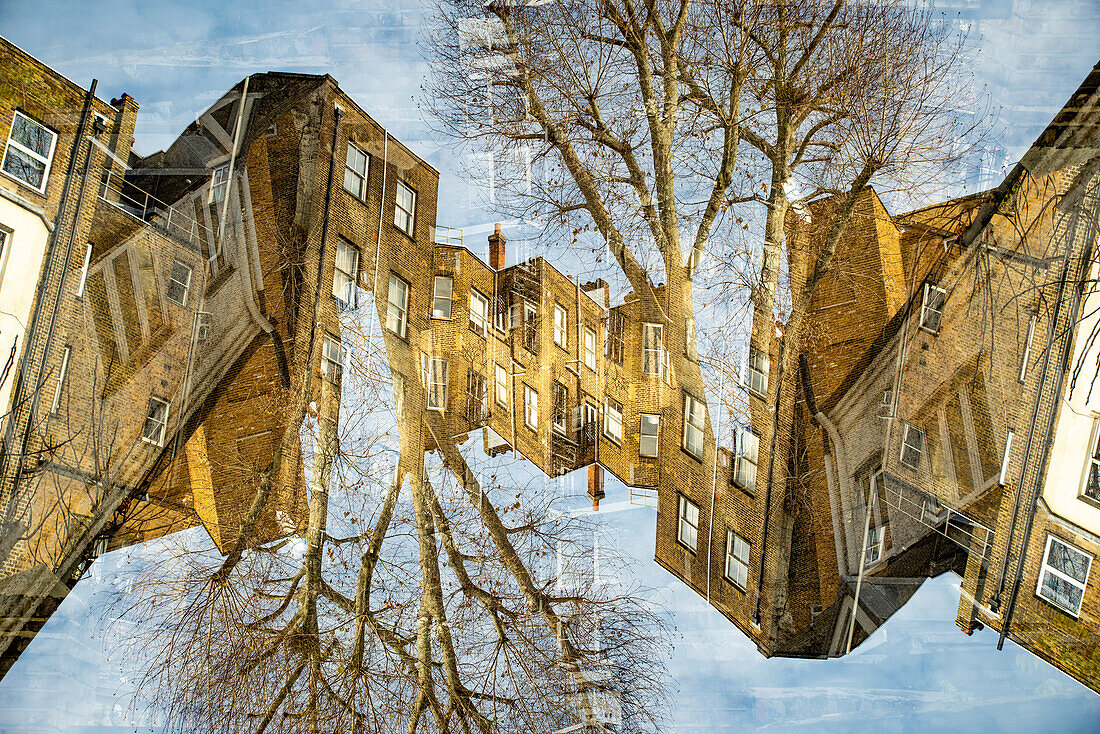 Double exposure of a streetscene in London, United Kingdom.
