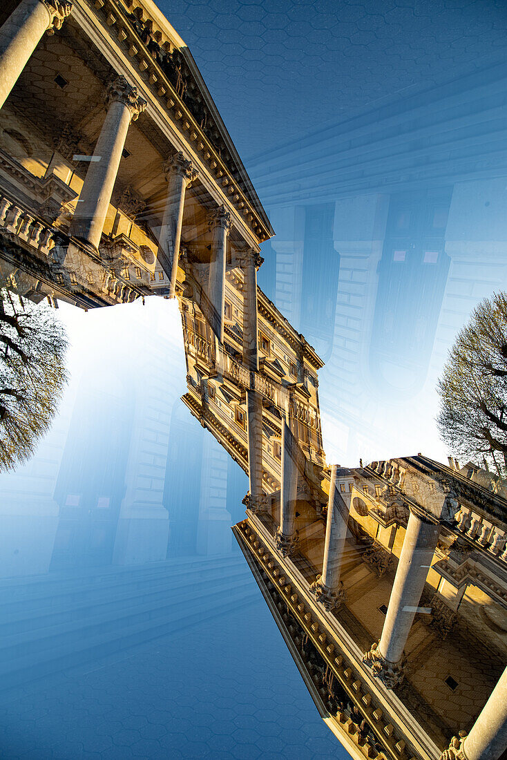 Double exposure of the old law court of Ghent, Belgium