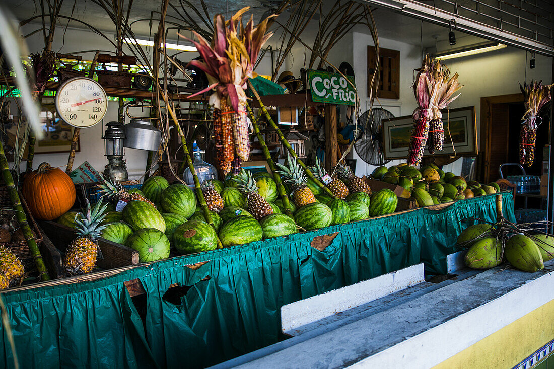 Little Havana, fruit stand in the Cuban Quarter of Miami, Florida USA