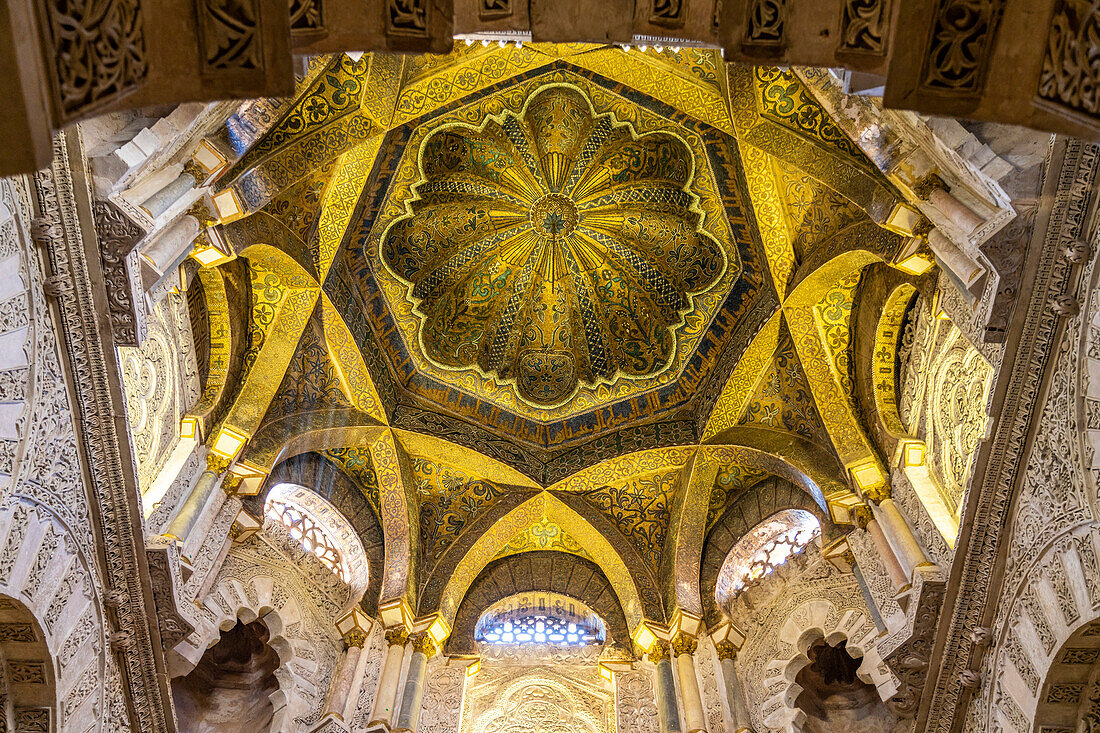 Dome in the interior of the Mezquita - Catedral de Cordoba in Cordoba, Andalusia, Spain