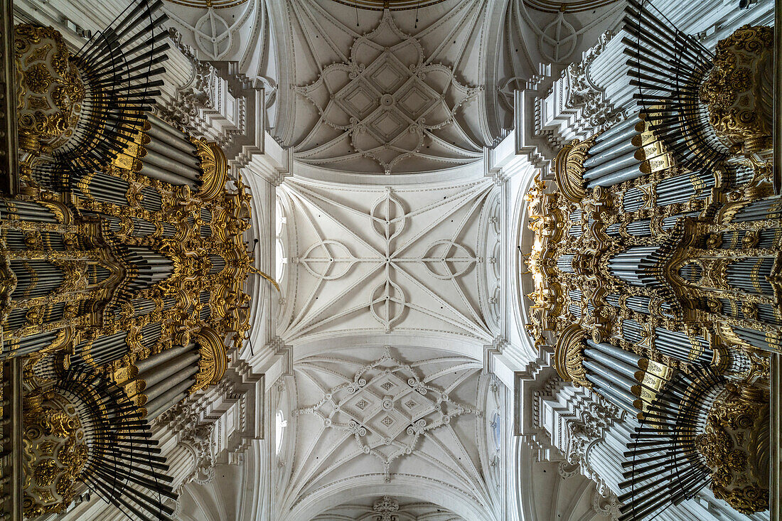 Organs in the interior of the Cathedral of Santa María de la Encarnación in Granada, Andalusia, Spain