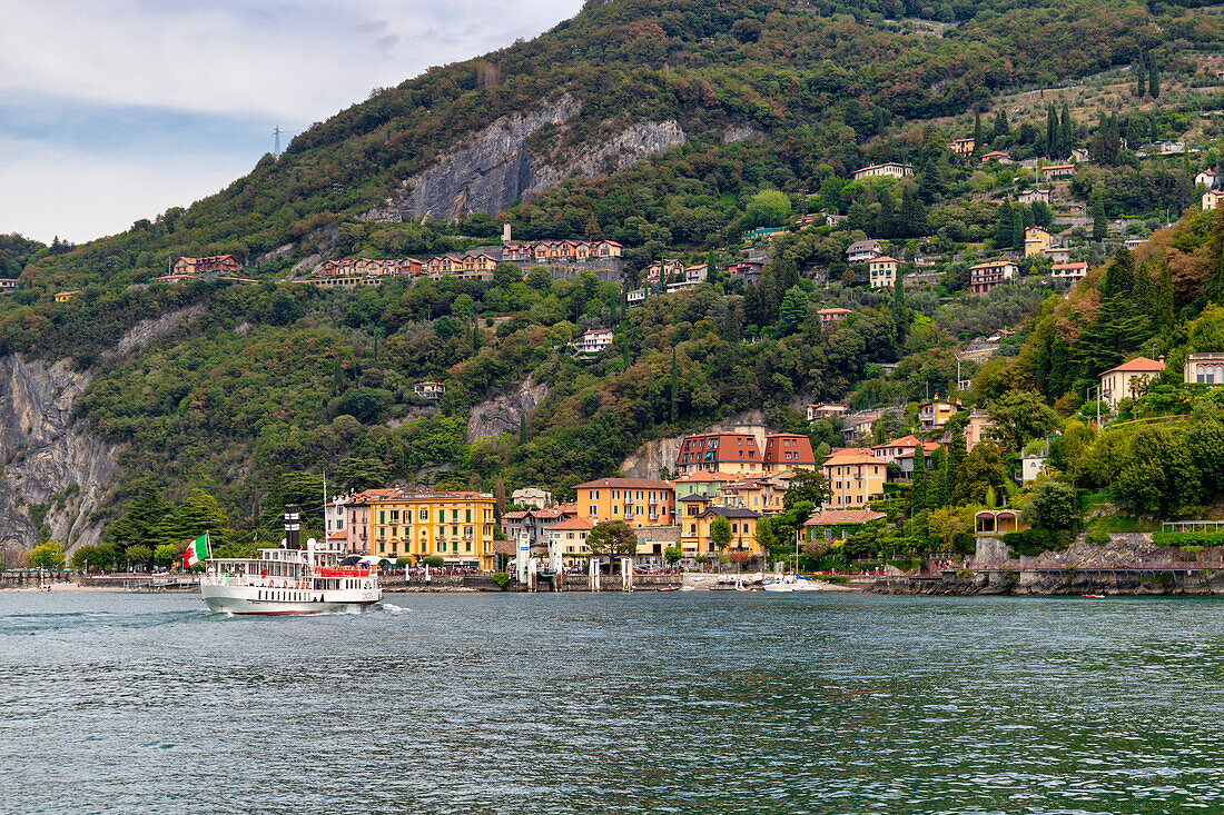 View from the lake of the village of Varenna, Como Lake, Lombardy, Italy