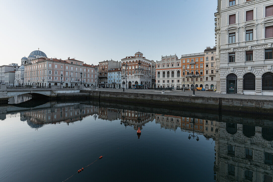 Just after sunrise on the Grand Canal in Trieste, Friuli Venezia Giulia, Italy.