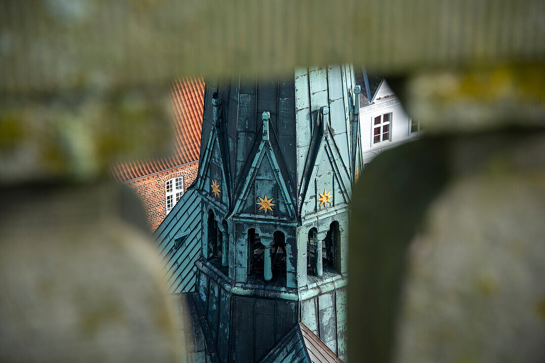 Blick auf die Domkirche von Ribe, älteste Stadt Dänemarks, Ribe, Süd Jütland, Dänemark