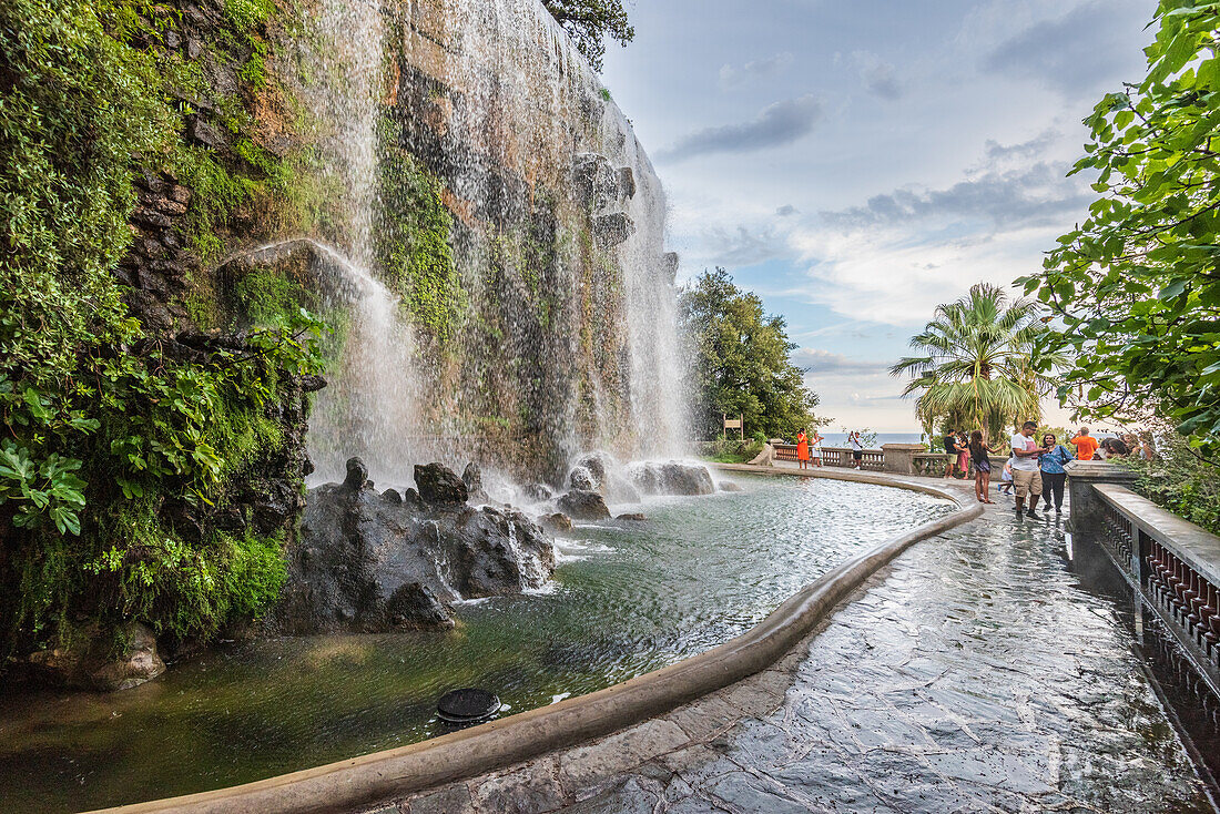 Artificial waterfall in the Parc de la Colline du Château on Castle Hill of Nice, Provence, France