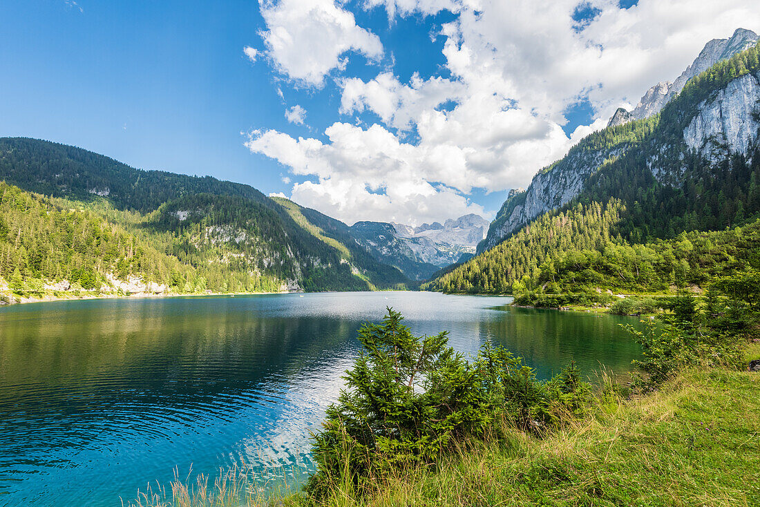 Vorderer Gosausee and Dachstein massif in Salzkammergut, Upper Austria, Austria