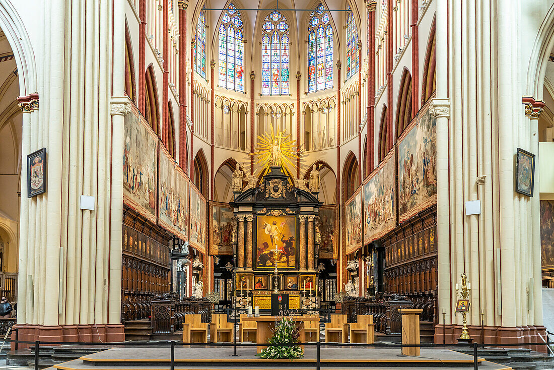Interior of St. Salvator Cathedral in Bruges, Belgium