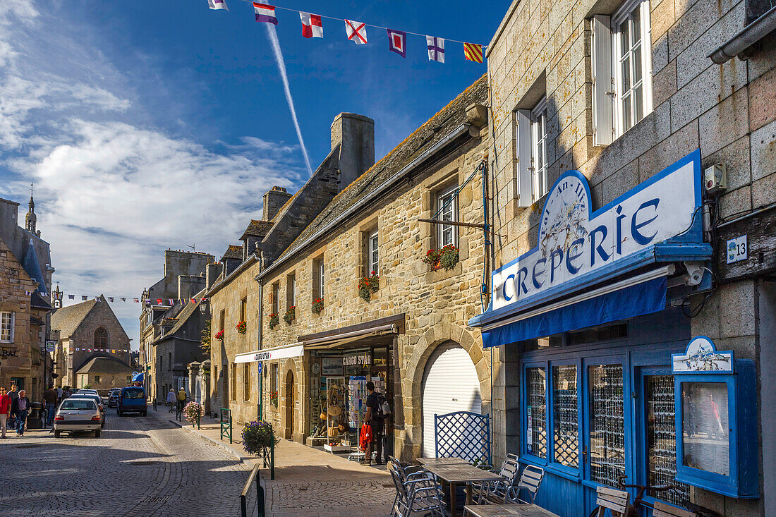 Creperie in the old town of Roscoff, Finistère, Brittany, France