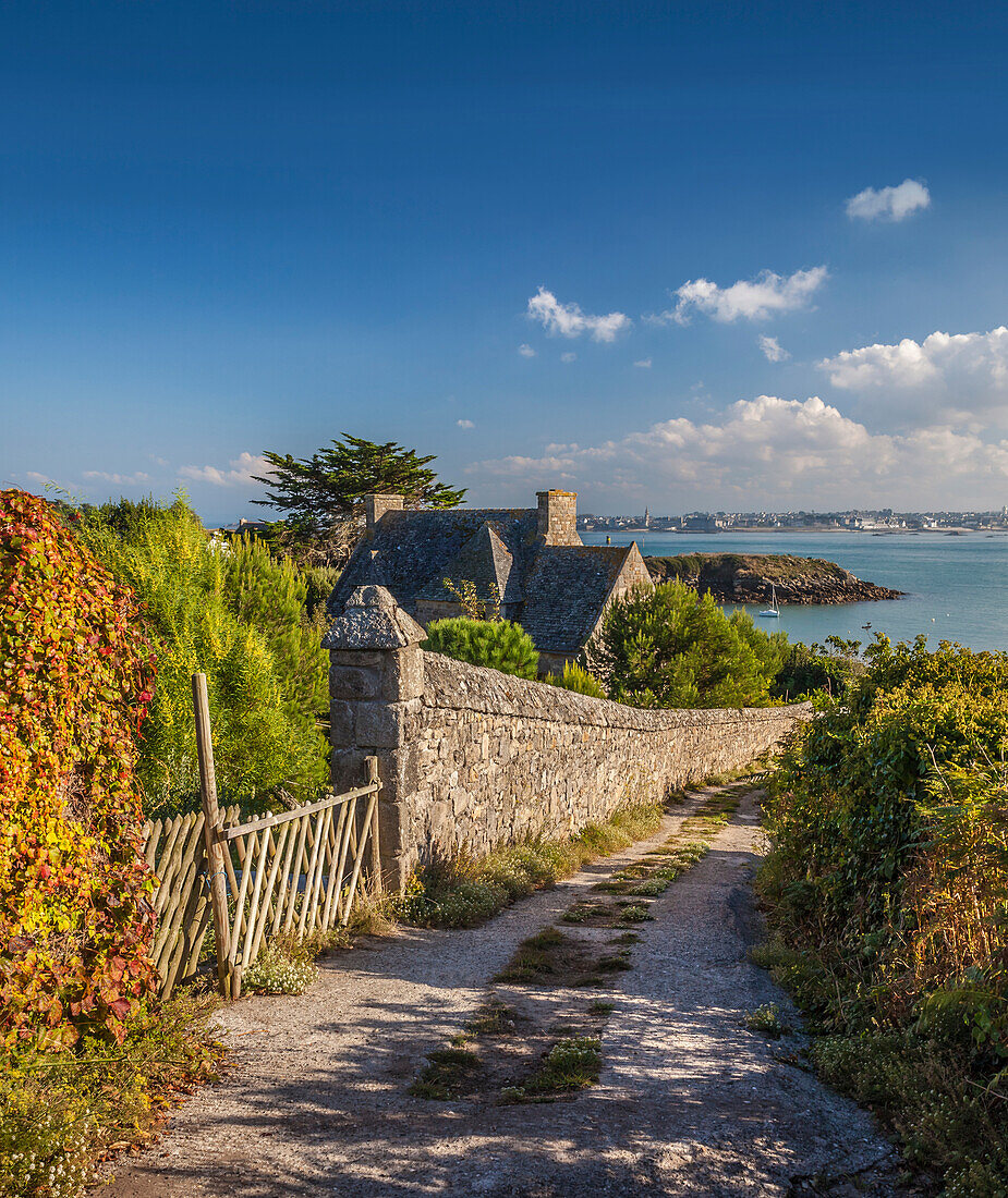 Path to the port on the Ile de Batz, Finistère, Brittany, France