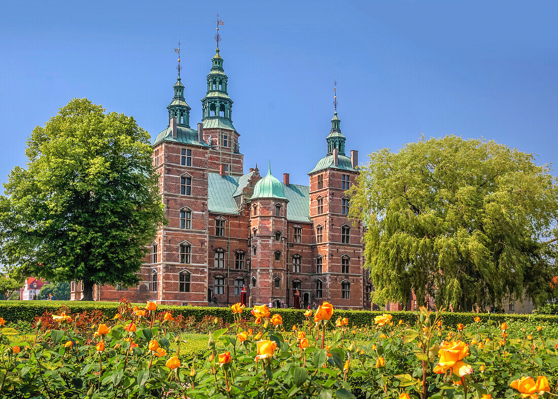 Rose Garden and Rosenborg Castle in Copenhagen, Denmark