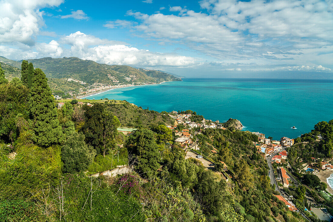 The coast of Taormina, Sicily, Italy, Europe