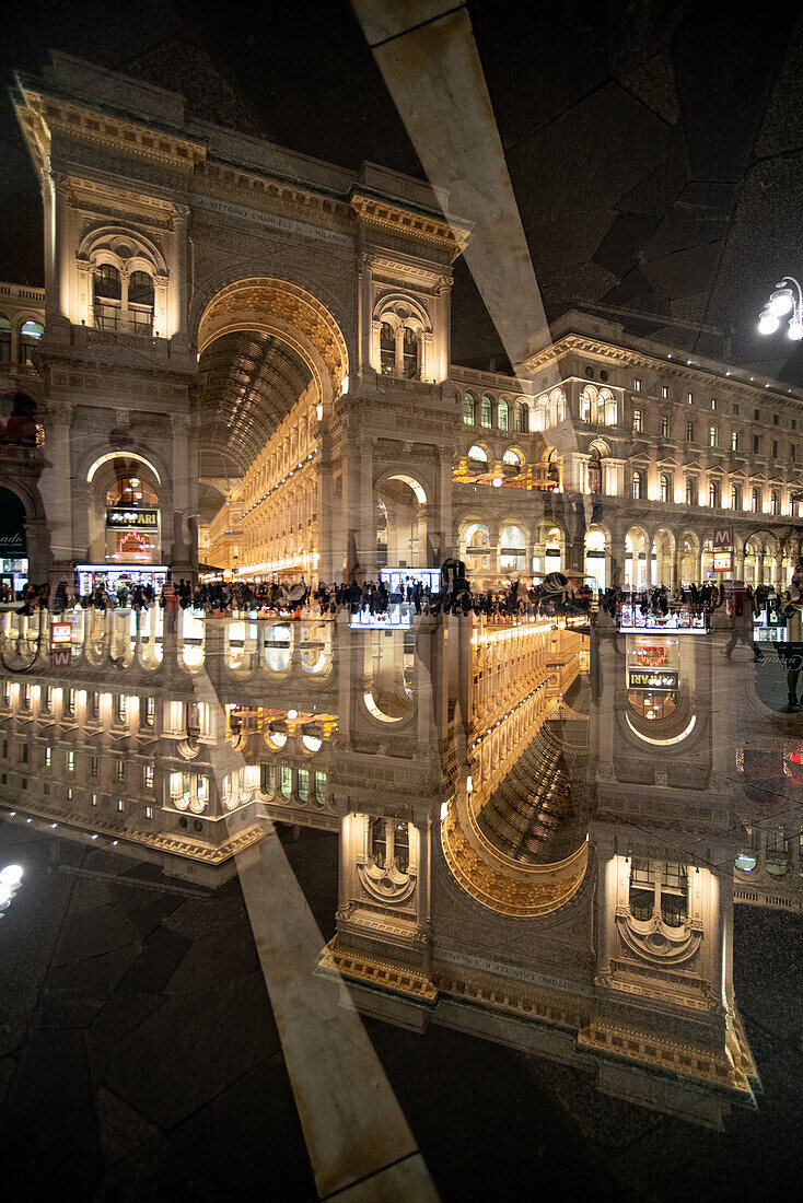The Vittorio Emanuelle shopping galleries in Milan, Italy.