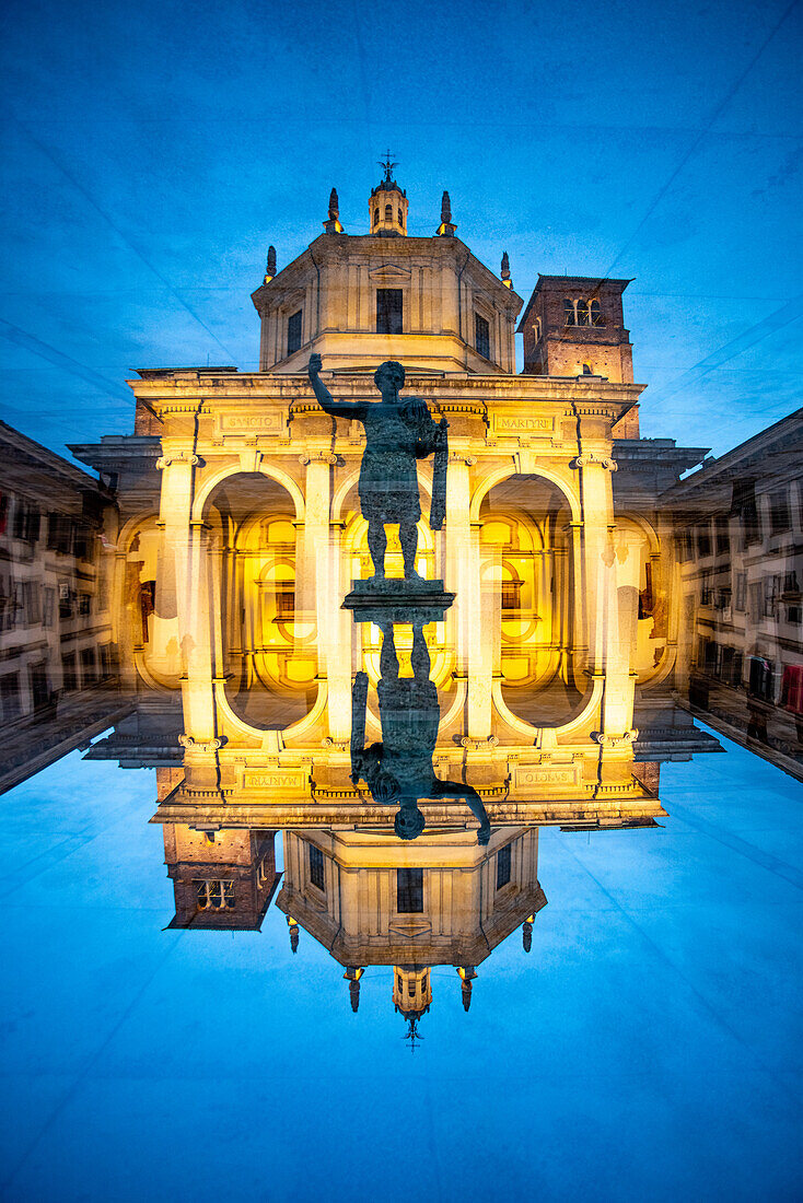 the Basilica San Lorenzo Maggiore, a 4th century church in the city of Milan, Italy.
