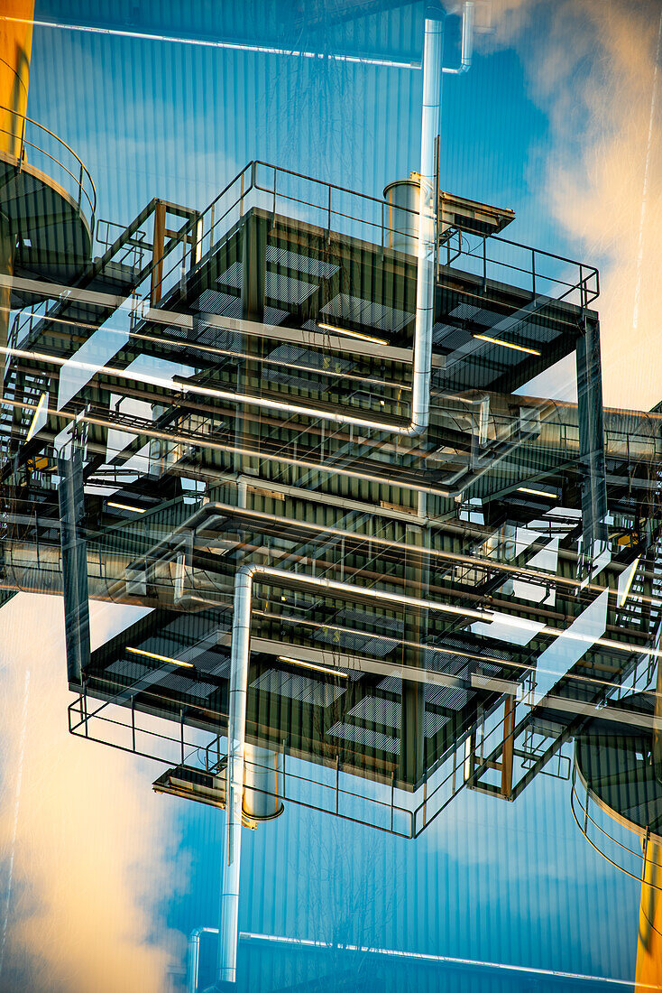 Double exposure of a landfill incinerator in Ghent, Belgium