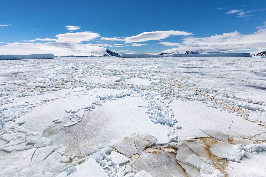 Winterliches Meereis bricht im Weddellmeer auf, Antarktis, Polarregionen