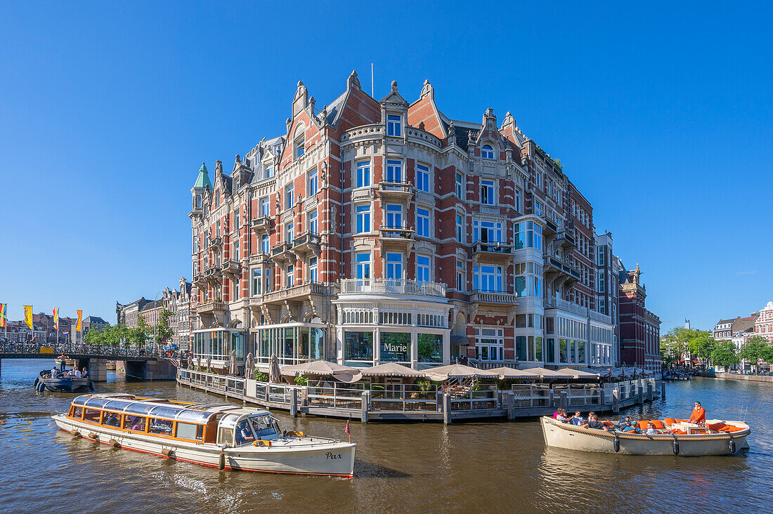 Amstel und Hotel De L'Europe, Amsterdam, Benelux, Beneluxstaaten, Nordholland, Noord-Holland, Niederlande