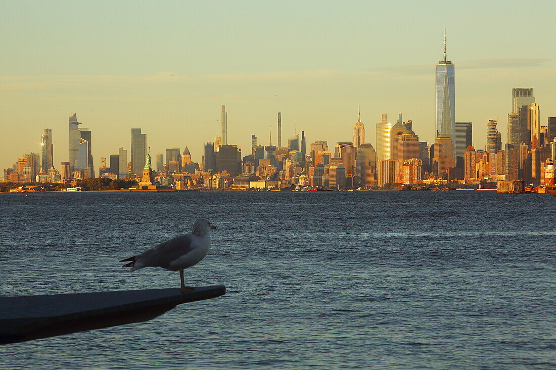 Skyline von Downtown Manhattan, von Staten Island gesehen, New York, New York, USA