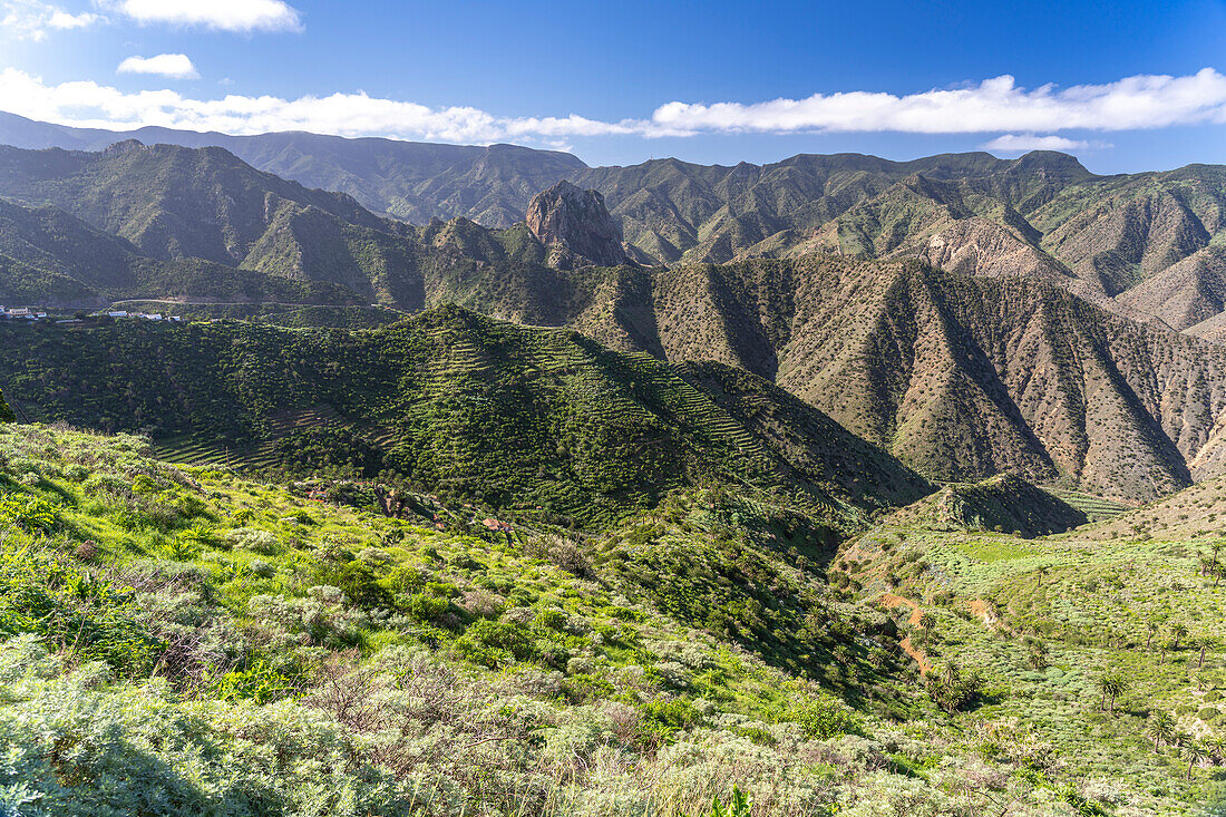 Gebirgslandschaft bei Vallehermoso,  La Gomera, Kanarische Inseln, Spanien
